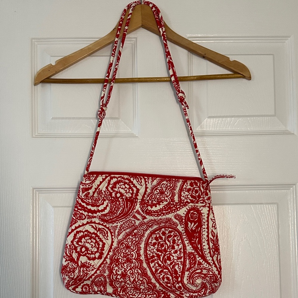 Vera Bradley Red and White Paisley Shoulder Bag